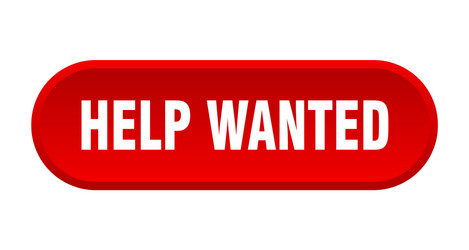 Help wanted button rounded red sign vector