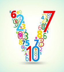 letter v colored font from numbers vector image