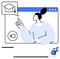 online learning concept with video call interface vector image