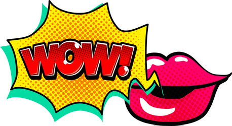 pop art lip speech wow image vector image