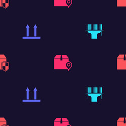set scanner scanning bar code this side up vector image