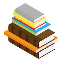 Stack books isometric view isolated on white vector