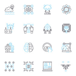 artificial intelligence linear icons set vector image
