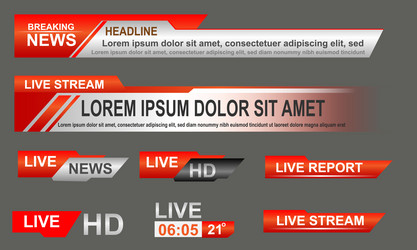 broadcast news lower thirds template layout red vector