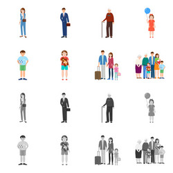 isolated object character and avatar icon set vector image