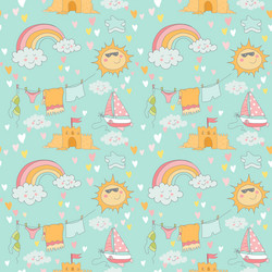 seaside and summer background - seamless pattern vector image