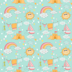 seaside and summer background - seamless pattern vector