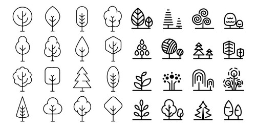 tree icon symbol set on white background vector image