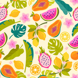 Beautiful seamless pattern with cute doodle fruits