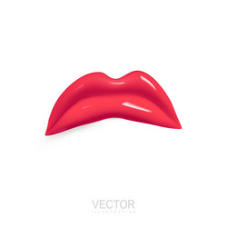 3d render sad red lips isolated on white vector