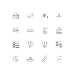 cyber security linear thin icons set outlined vector image