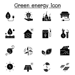 green energy icon set in glyph style Vector Image