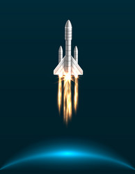 orbital spacecraft in outer space with engines vector image