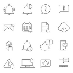 set of notification related line icons contains vector image