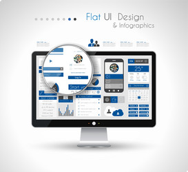 ui flat design elements in a modern hd screen vector image