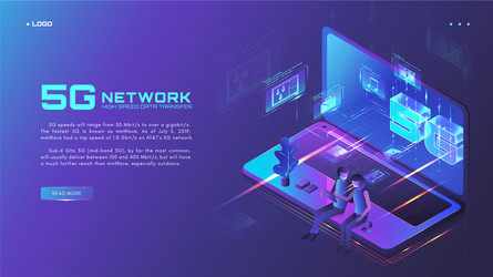 5g network website banner web page design vector