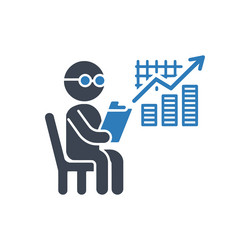 analytics growth chart icon on white background vector image