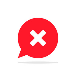 cross or x on background of red speech bubble vector image