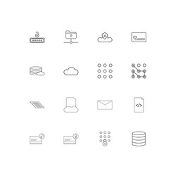 Cyber security linear thin icons set outlined vector