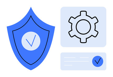 Cybersecurity Shield with Checkmark & Gear vector image