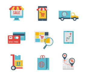 e-commerce symbols and internet shopping elements vector