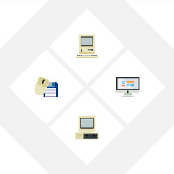 Flat icon laptop set of computing computer vector