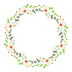 round floral frame with branches and flowers vector image
