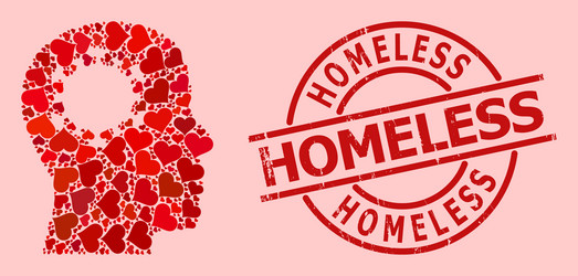 scratched homeless seal and red heart brain Vector Image