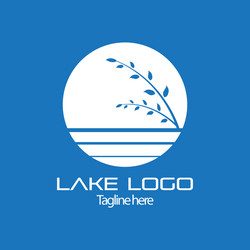 simple lake with moon and plant logo template Vector Image
