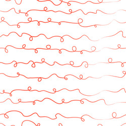wavy lines seamless pattern with loops hand drawn vector image