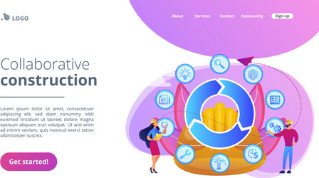 building information modeling concept landing page vector