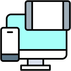 computer tablet and mobile telecommuting vector image
