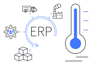 erp system integration concept with gear factory vector image