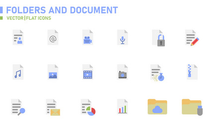 folders and document icon 4 flat vector image