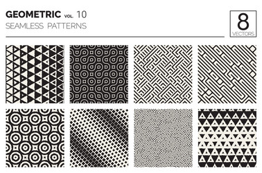 minimal geometric seamless patterns set vector image