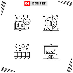 4 icons line style grid based creative outline vector image