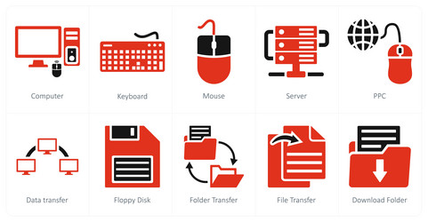 a set of 10 mix icons as computer keyboard mouse vector image