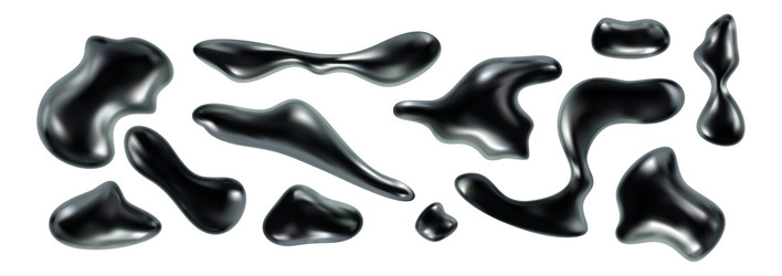 abstract 3d black chrome forms assorted vector