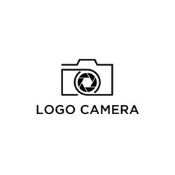 Camera logo design modern unique black Royalty Free Vector