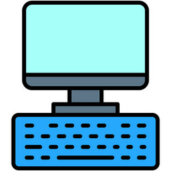 computer and keyboard telecommuting or remote vector image