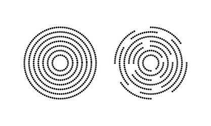 concentric circles with whole and broken polka dot vector image