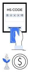hand inserting card into device with hs code vector image