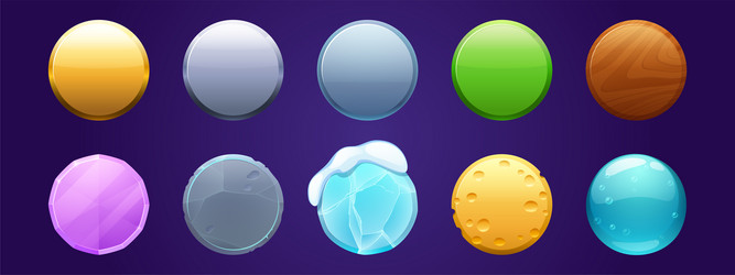Rounded Button UI Icons - Ice & Stone vector image