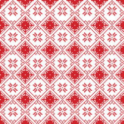 scandinavian cross stitch pattern with snowflake vector image