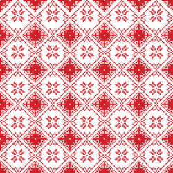 Scandinavian cross stitch pattern with snowflake vector