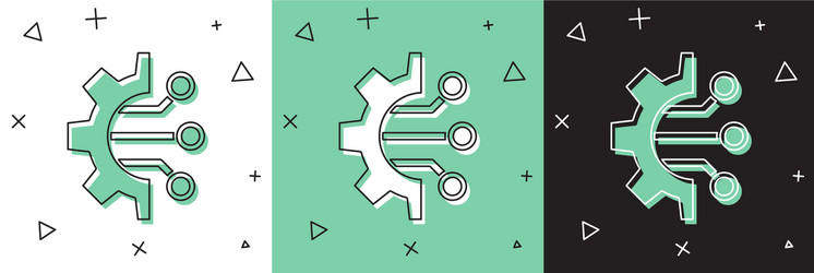 set algorithm icon isolated on white and green vector image