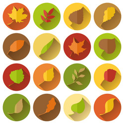 set of round flat icons with long shadow vector image