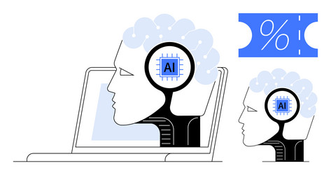 ai-powered human head with circuit brain emerging vector image