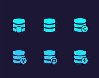 database data storage icons set vector image