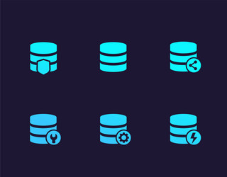 Database data storage icons set vector